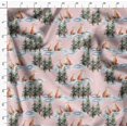thumbnail image 4 of Soimoi Pink Poly Georgette Fabric Fox & Pine Tree Print Fabric by the Yard 52 Inch Wide, 4 of 5