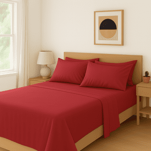Comfy Bamboo World Series 4pc Microfiber Bedsheets Sheet Set, Queen Size Bed, Red