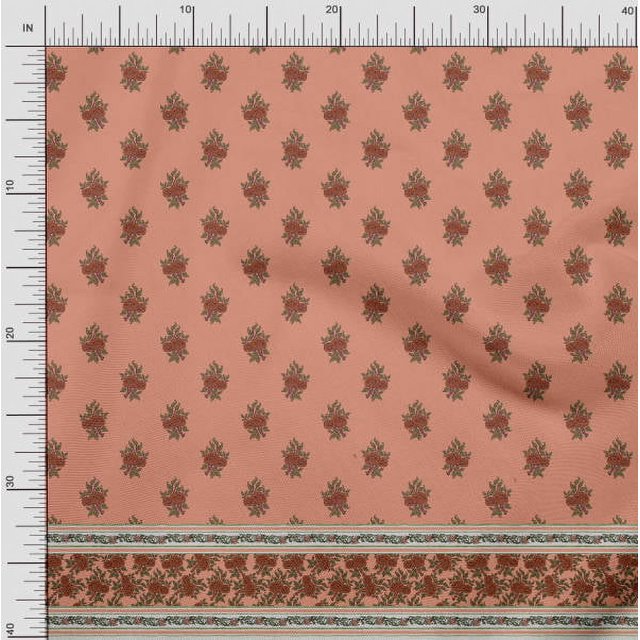 Soimoi Rayon Fabric Stripe,Leaves & Floral Panel Print Sewing Fabric Yard 56 Inch Wide