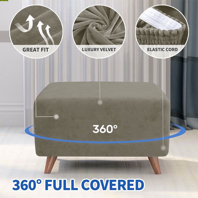 VONKY Experience Ultimate Comfort Skin-Friendly Footrest Cover Soft Seating Covers For Footstool dark blue
