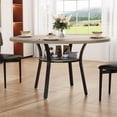 thumbnail image 3 of 47" Round Dining Table for 4-6 People, Farmhouse Kitchen Dining Table, Round Dinner Table with Storage Shelf for Kitchen, Living Room (Table Only), Grey, 3 of 8