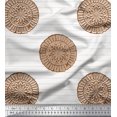 thumbnail image 1 of Soimoi Brown polyester Crepe Fabric Stripe & Floral Block Print Fabric by the Yard 52 Inch Wide, 1 of 3