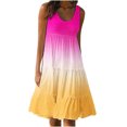 thumbnail image 1 of AherBiu Plus Size Beach Dresses for Women Gradient Color Sundresses Ruched Ruffle Flowy Midi Tank Dress, 1 of 5