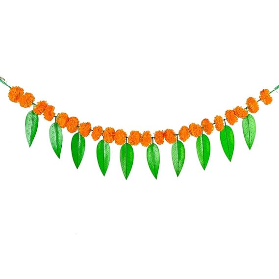 Traditional Marigold Fluffy Flowers Garlands Toran for Door Hanging Home Decoration for Main Door - Ideal for Traditional, Inauguration Parties, Festivals, Diwali(Pattern 01)