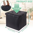 thumbnail image 2 of YOYTOO 15" Folding Storage Ottoman Cube Footstool Ottoman Bench with Storage, Faux Leather, Black, 2 of 7
