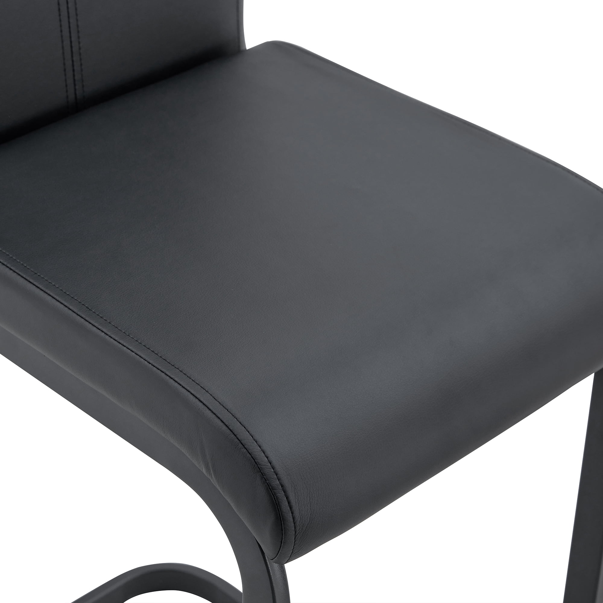 Noble House Ensemble de 2 tabourets de bar moderne, cuir PU noir avec cadre métallique, dossier ergonomique de 38" et pieds antidérapants, noir