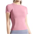 thumbnail image 1 of Plebaso Hauts d'Entraînement pour Femmes à Manches Courtes, Col Rond, T-Shirts Athlétiques, Course, Yoga, Gym, T-Shirts Basiques pour Femmes, 1 of 3