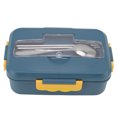 thumbnail image 2 of Thermal Lunch Box, Large Capacity Bento Lunch Box Portable  Microwaveable Compartments Design With Spoon  Chopsticks   For Office For Students Elegant Blue Lunch Box, 2 of 8