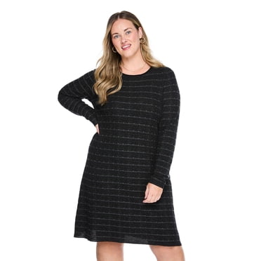 Lane Bryant Women's Plus Long-Sleeve Crew-Neck Dress