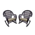 thumbnail image 2 of Jeco Wicker Rocker Chair with Tan Cushion, Set of 2, Espresso, 2 of 2