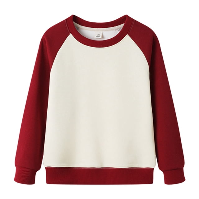 Cowsor Boys And Girls Crewneck Sweatshirt Colorblock Pullover Long Sleeve Solid Tops Casual