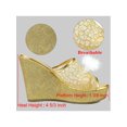 thumbnail image 2 of BLISSFUL STEP Sandales pour Femmes à Plateforme Compensée à Paillettes Sandales à Enfiler Or 9,5, 2 of 8