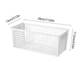 thumbnail image 3 of White Plastic Storage Basket 28x13x11.5cm Rectangular Organizer Bin with Handles Stackable Ventilated, 3 of 6