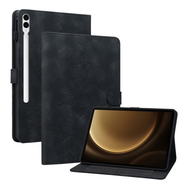 Tablet Case for FOXDOCK Samsung Galaxy Tab S10 Plus – Premium PU Leather Cover with Lily Embossed Design, Card Slots