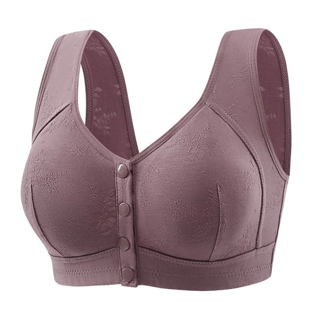 Bras for Women, Womans Solid Color Front Buckle Elastic Style Medium Sized Bra Without Steel Rim