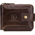 thumbnail image 1 of Bullcaptain Genuine Leather Wallet for Men Large Capacity ID Window Card Case with Zip, 1 of 6