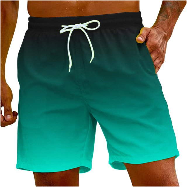 FAIWAD Mens Summer Gradient Shorts Casual Classic Short Pants Elastic Waist Drawstring Comfort Beach Shorts