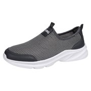 Sneakers for Men Wide Running Shoes Men Sports Shoes Fashionable Simple and Solid Color Summer Non Slip Thick Mesh Sneakers Male Shoes(Grey,9)