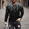thumbnail image 2 of XZNGL Flame Print Round Neck Long Sleeve Mens Tshirt, 2 of 9