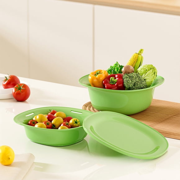 Birdeem Microwave Safe Colander Set, Multilayer Kitchen Drain Basket with Lid for Vegetable Fruit Washing, Space-Saving Food Strainer Bowl for Home Use