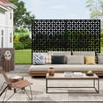 thumbnail image 3 of Edtara Outdoor Privacy Screen, Laser Cut Metal Divider Panel with Tropical Leaf Design, Freestanding and Weatherproof for Patio, Deck, Backyard, or Balcony, 3 of 8