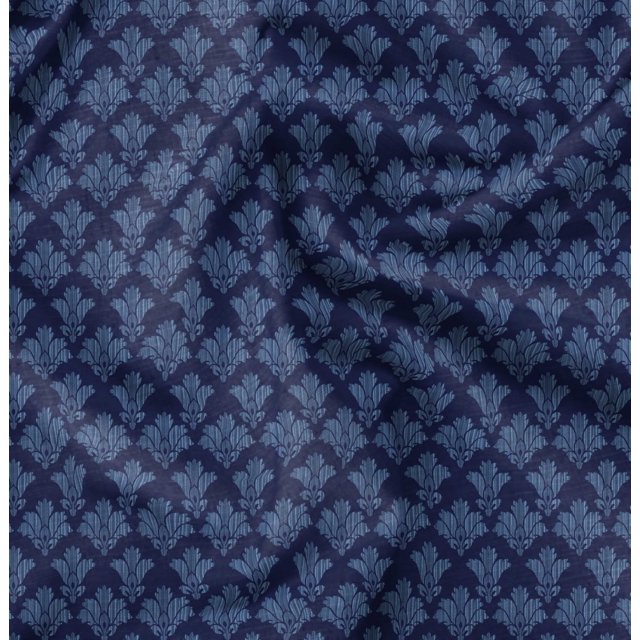 Soimoi Polyester Crepe Fabric Palmette Damask Print Fabric by The Yard 42 Inch Wide