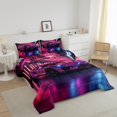 thumbnail image 3 of Sports Car Toddler Comforter Set Racing Sports Bedding Set,Purple Neon Light Geometric Down Comforter for Kids Teens Men Extreme Sport Automobile Bed Set, 3 of 7