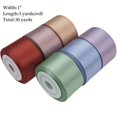 thumbnail image 1 of CHUANK  Premium Polyester Satin Ribbon Set - 6 Assorted Colors (Orange  Pink  Red  Green  Blue  Yellow)  1”” x 5yd Each  Total 30 Yards - For DIY Crafts  Gift Wrapping & Wedding Decoratio, 1 of 7
