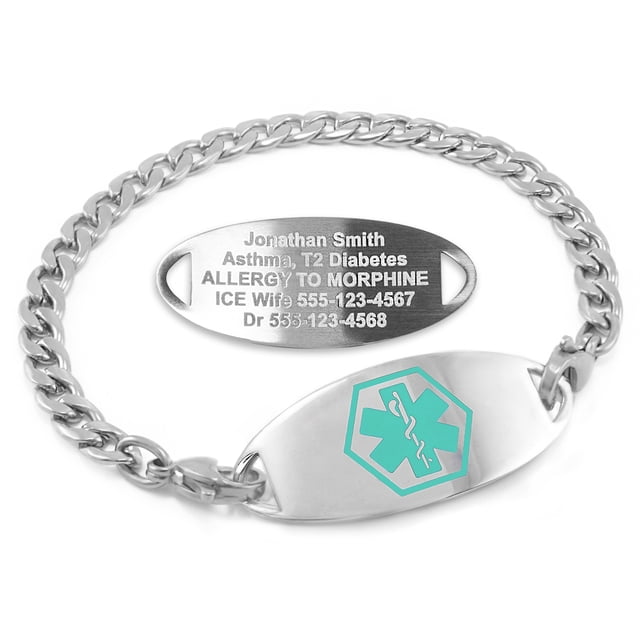 MedicEngraved Stainless Steel Custom Medical Alert Bracelet - 5mm Curb Link