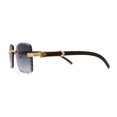 thumbnail image 4 of 90s Music Mogul Gangster Rapper Rimless Narrow Rectangle Luxury Sunglasses Gold Brown Smoke, 4 of 4
