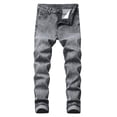thumbnail image 1 of TIMIFIS Jean pour Homme Coupe Classique Régulière Jean en Coton Tendance Mode Micro Extensible Coupe Ajustée avec Cordon Élastique Petite Jambe Droite - Gris Foncé Automne, 1 of 1