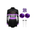thumbnail image 1 of Aislor Tenues de Cheerleading pour Filles Enfants Costume de Cosplay de Cheerleading d'Halloween Robe de Danse de Fête Rave Violet C 16, 1 of 7