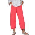 thumbnail image 2 of RXIRUCGD Women's Summer Comfortable Loose Wide Legged Fashion Solid Color Capris, Pink, Size: L, 2 of 5