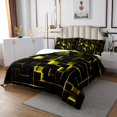 thumbnail image 2 of YST Geometric Neon Square Quilt Set, Stereoscopic Geometry Bedspread Set King Size Yellow Black Neon Lights Coverlet Set Modern Abstract Grid Bed Set For Kids Teens Adult Women Bedroom, 2 of 3