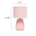 thumbnail image 4 of Simple Designs 11.02" Traditional Mini Modern Ceramic Texture Pastel Accent Bedside Table Desk Lamp with Matching Fabric Shade for Bedroom, Nightstand, Living Room, Entryway, 4 of 9