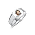 thumbnail image 4 of RYLOS Men's Rings Sterling Silver Ring Classic Solitaire 7X5MM Oval Shape Gemstone Designer Band Smoky Quartz June Birthstone Rings For Men Size 13, 4 of 5