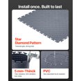 thumbnail image 3 of VEVOR Garage Floor Tiles Interlocking, 8 Pack 20.2 x 20.2 x 0.2 in Interlocking Modular Garage Flooring Tiles, Diamond Plate Slip-Resistant PVC Mats for Workshop,Warehouse,Tool Room, Graphite Gray, 3 of 9
