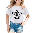 thumbnail image 1 of LUOGENLI T-Shirt pour Filles Garçon et Fille Mode Décontractée Imprimé Col Rond Ample Manche Courte T-Shirt Haut Maxi Hauts Denim Blanc 3-4 Ans, 1 of 3