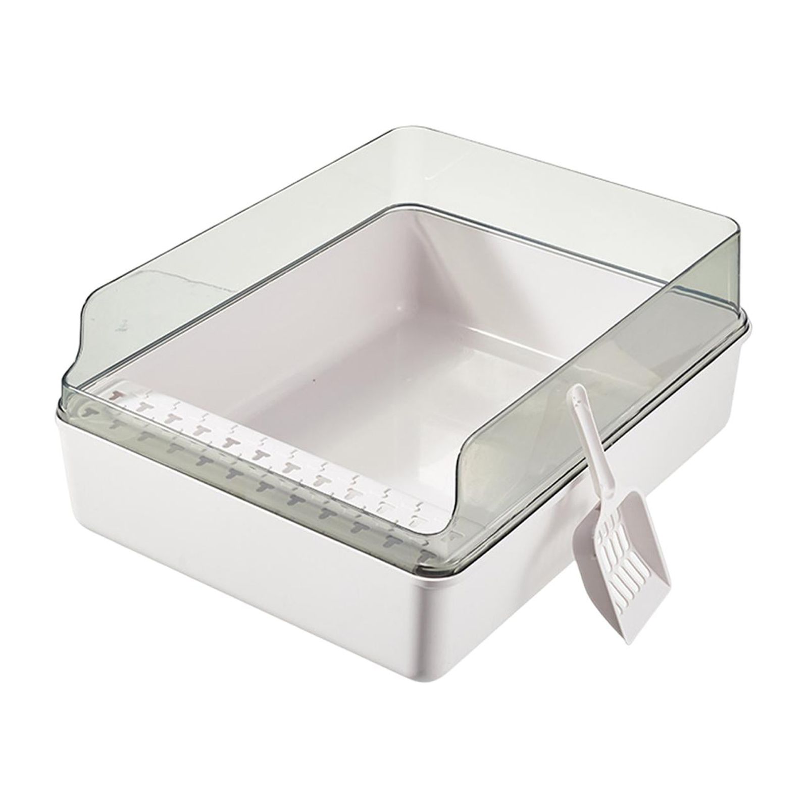 lionlar Cat Litter Box Kitty Litter Box Detachable Easy Clean High Sides for Indoor Cats White