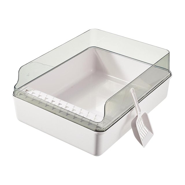 lionlar Cat Litter Box Kitty Litter Box Detachable Easy Clean High Sides for Indoor Cats White