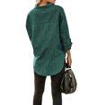 thumbnail image 3 of MAWCLOS Ladies Loose Curved Hem Denim Shirts Office With Pockets Tops Blackish Green L, 3 of 3