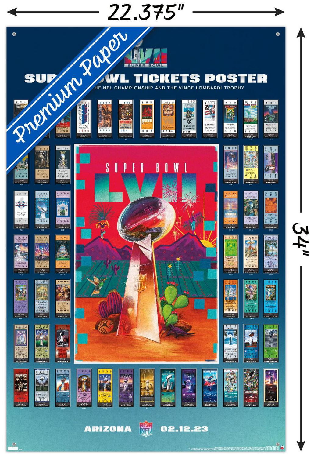 NFL League - Super Bowl LVII Ticket Collage Wall Poster, 22.375" x 34"