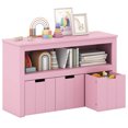 thumbnail image 1 of Costway Storage Cabinet 3 Drawer Chest with Wheels Large Storage Cube Shelf Pink, 1 of 10