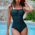 thumbnail image 2 of Push Up One Piece Swimsuits Womens Adjustable Straps Tummy Control Bathing Suits Scoop Neck Ruched Slimming Swimwear, 2 of 5