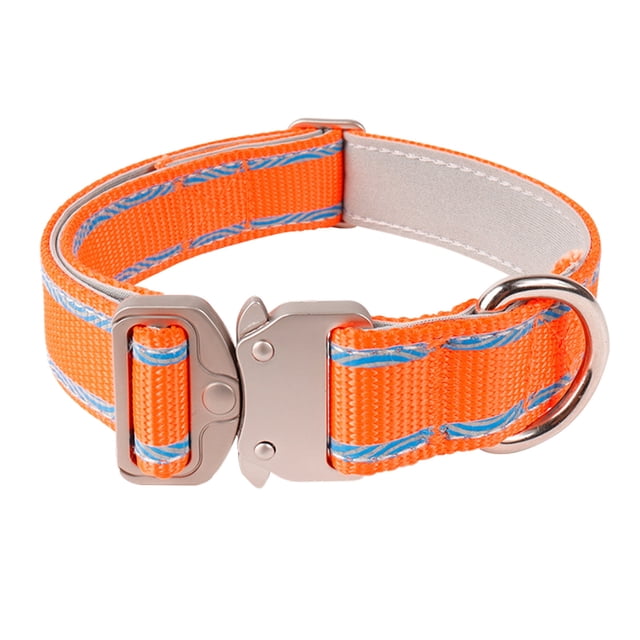 Reflective Nylon Dog Collar for Medium and Large Dogs – Reinforced Heavy Duty Pet Collar with Metal Quick Release Buckle Adjustable Outdoor Use Pet Others