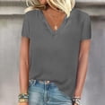 thumbnail image 2 of FAIWAD Womens Summer Tops Short Sleeve V Neck Pullover Shirts Loose Casual Solid Color Basic Tops, 2 of 4