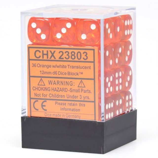 Chessex Manufacturing d6Cube12mmTR ORwh (36)