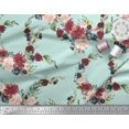 thumbnail image 2 of Soimoi Green Poly Georgette Fabric Ranunculus & Penoy Floral Print Decor Fabric Printed By the Yard 42 Inch Wide, 2 of 3