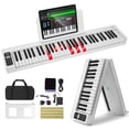 thumbnail image 1 of VEVOR 61 Key Folding Keyboard Piano Portable Foldable Piano Bluetooth MIDI White, 1 of 9