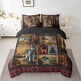 thumbnail image 2 of 7 Pcs Wolf Comforter Set Queen,Rustic Farmhouse Patchwork Bed in a Bag with Flat Sheet and Fitted Sheet for Kids Teen Adult,Woodland Animal Bedding Set with Pillowcase and Sham Reversible, 2 of 5